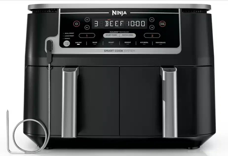 Ninja DZ550 Air Fryer 10 QT Grey, 6-in-1, Healthy Meals, Less Oil, Quick Meals, Fries, Roast, Bake, Broil, Crisps, Reheats, Keep Warm, Meat, Veggies, Frozen Food, Thermometer