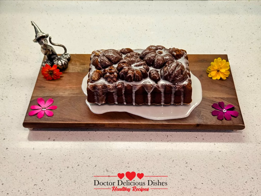 asy Halloween Kabocha Pumpkin Cake drizzled with sugar glaze.