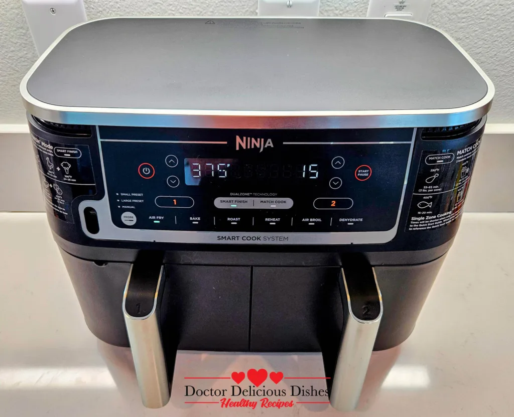 Air fryer corn on the cob preheat temperature shown on the Ninja DZ550