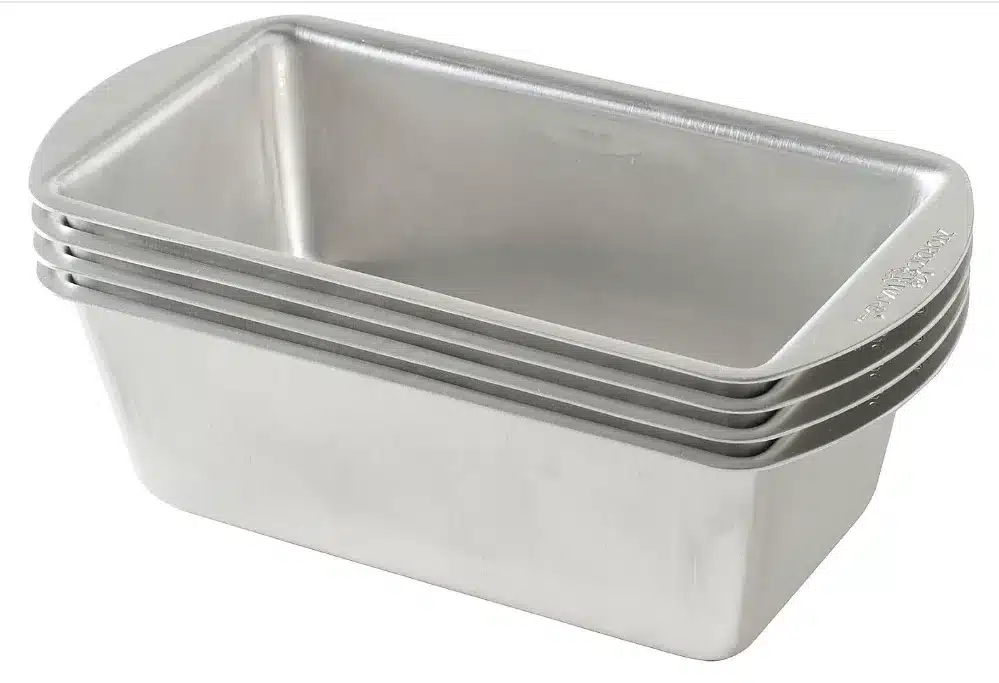 Nordic Ware Natural Aluminum Commercial Mini Loaf Pans, Four 2-Cup Pans